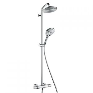 HANSGROHE RAINDANCE S SHOWERPIPE sprchový set s termostatickou baterií, horní sprcha, ruční sprcha se 3 proudy, tyč, hadice, EcoSmart, chrom