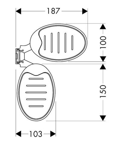 HANSGROHE CASETTA mýdlenka, pro sprchovou tyč, chrom 28698000 Technický nákres
