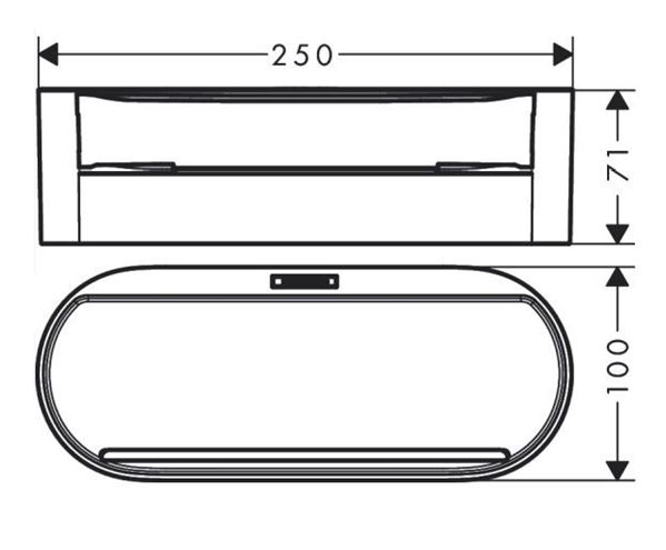 HANSGROHE WALLSTORIS police 250 mm, na lištu, bílá 27912700 Technický nákres