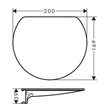 HANSGROHE WALLSTORIS police 200 mm, na lištu, matná černá 27915670 Technický nákres