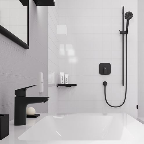 HANSGROHE ADDSTORIS rohová police, nástěnná, matná černá 41741670 Obrázek - fotka