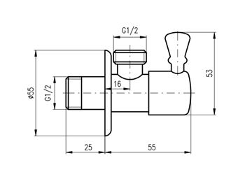 RAV SLEZÁK rohový ventil 1/2"x1/2", stará mosaz RV0112SM Obrázek - fotka