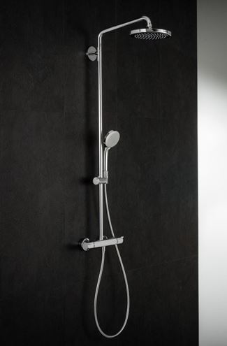 HANSGROHE CROMA SHOWERPIPE 220 sprchový set s termostatickou baterií, horní sprcha, ruční sprcha se 4 proudy, tyč, hadice, chrom 27185000 Obrázek - fotka