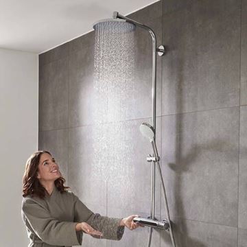HANSGROHE CROMETTA S SHOWERPIPE 240 sprchový set s termostatickou baterii, horní sprcha, ruční sprcha se 2 proudy, tyč, hadice, chrom 27267000 Obrázek - fotka