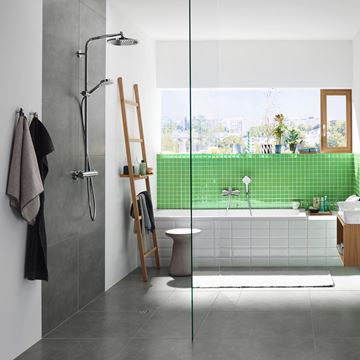 HANSGROHE CROMETTA S SHOWERPIPE 240 sprchový set s termostatickou baterii, horní sprcha, ruční sprcha se 2 proudy, tyč, hadice, chrom 27267000 Obrázek - fotka