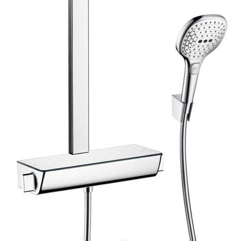 HANSGROHE RAINDANCE E SHOWERPIPE 360 sprchový set s termostatickou baterii, horní sprcha, ruční sprcha se 3 proudy, tyč, hadice, EcoSmart, chrom 27286000 Obrázek - fotka