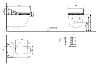 CONCEPT 200 WASHLET bidetové sedátko, hranaté, SoftClose 896CG-CON-DUS-S Technický nákres