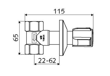 SCHELL COMFORT podomítkový ventil 3/4"x3/4", chrom 191150699 Technický nákres