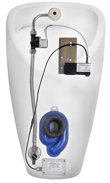 SANELA pisoár Golem s radarovým splachovačem, napájení z baterie, zadní přívod vody, Bluetooth ovládání