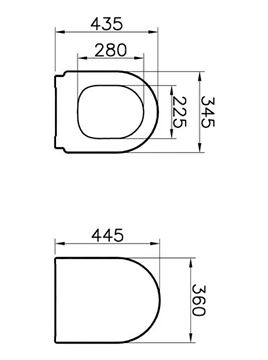 VITRA INTEGRA WC sedátko, SoftClosing, bílá 108-003-009 Technický nákres