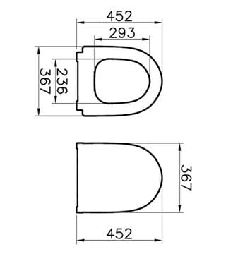 VITRA SENTO WC sedátko slim, SoftClosing, matná černá 120-083-009 Technický nákres