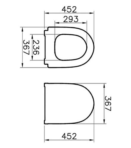 VITRA SENTO WC sedátko Slim, SoftClosing, matná černá 120-083R009 Technický nákres