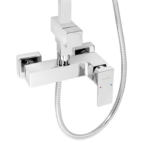 NOVASERVIS NOBLESS EDGE sprchový set s baterií, horní sprcha, ruční sprcha se 3 proudy, teleskopická tyč, hadice, chrom SET069/36,0 Obrázek - fotka