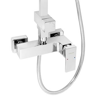 NOVASERVIS NOBLESS EDGE sprchový set s baterií, horní sprcha, ruční sprcha se 3 proudy, teleskopická tyč, hadice, chrom SET069/36,0 Obrázek - fotka