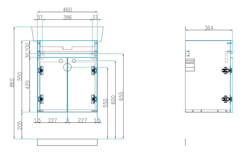 CONCEPT 50 skříňka pod umyvadlo 46x36,4x55 cm, 2 dvířka, lesklá bílá 808679 Technický nákres