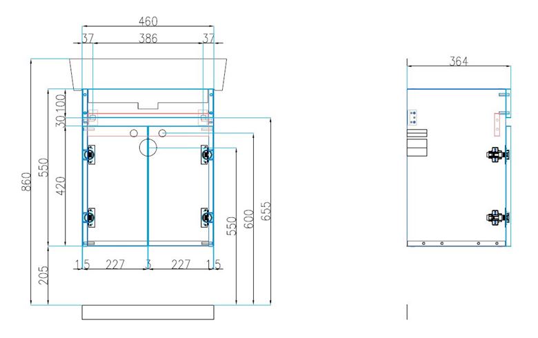 CONCEPT 50 skříňka pod umyvadlo 46x36,4x55 cm, 2 dvířka, karamel 808655 Technický nákres