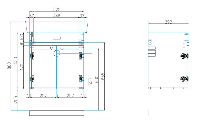 CONCEPT 50 skříňka pod umyvadlo 52x39,2x55 cm, 2 dvířka, karamel 808686 Technický nákres