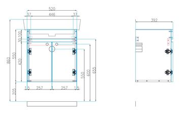 CONCEPT 50 skříňka pod umyvadlo 52x39,2x55 cm, 2 dvířka, karamel 808686 Technický nákres