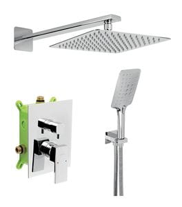 NOVASERVIS NOBLESS EDGE sprchový set s podomítkovou baterií, horní sprcha, ruční sprcha se 3 proudy, hadice, držák, Eco, chrom