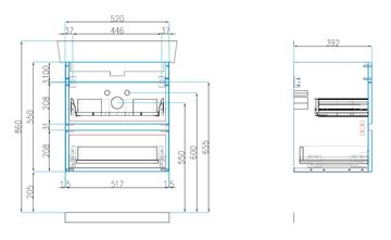 CONCEPT 50 skříňka pod umyvadlo 52x39,2x55 cm, 2 zásuvky, lesklá bílá 808761 Technický nákres