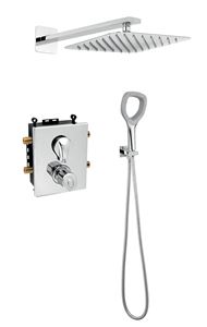 NOVASERVIS METALIA ECO+ sprchový set s termostatickou podomítkovou baterií, horní sprcha, ruční sprcha, hadice, držák, chrom