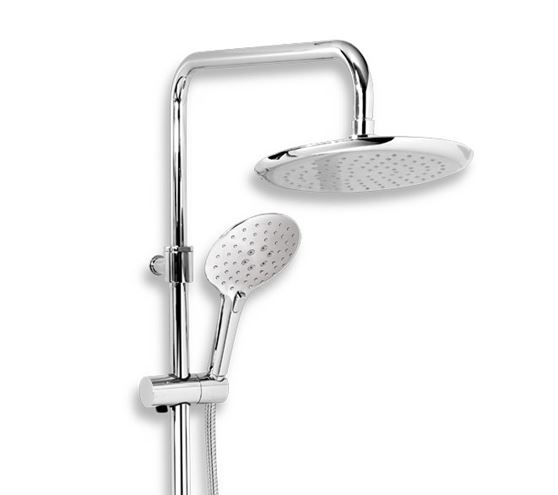 NOVASERVIS sprchový set s baterií, horní sprcha, ruční sprcha se 3 proudy, teleskopická tyč, hadice, chrom SET068/57,0 Obrázek - fotka