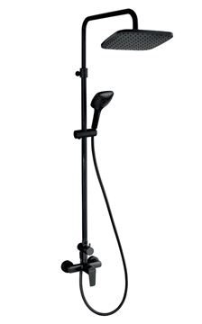 NOVASERVIS METALIA 58 sprchový set s baterií, horní sprcha, ruční sprcha se 3 proudy, teleskopická tyč, hadice, Eco, matná černá