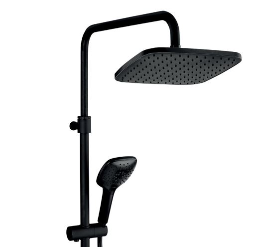 NOVASERVIS METALIA 58 sprchový set s baterií, horní sprcha, ruční sprcha se 3 proudy, teleskopická tyč, hadice, Eco, matná černá SET071/58,5 Obrázek - fotka