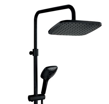 NOVASERVIS METALIA 58 sprchový set s baterií, horní sprcha, ruční sprcha se 3 proudy, teleskopická tyč, hadice, Eco, matná černá SET071/58,5 Obrázek - fotka