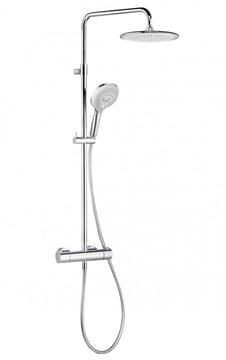 KLUDI FRESHLINE sprchový set s termostatickou baterií, horní sprcha, ruční sprcha se 3 proudy, teleskopická tyč, hadice, chrom