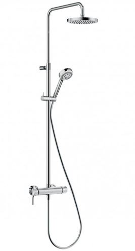 KLUDI LOGO DUAL SHOWER sprchový set s termostatickou baterií, horní sprcha, ruční sprcha se 3 proudy, teleskopická tyč, hadice, chrom 6808505-00 Obrázek - Hlavní obrázek