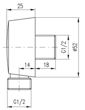 RAV SLEZÁK mezikus ke sprchové baterii 520mm, kov, stará mosaz MD0018SM Technický nákres