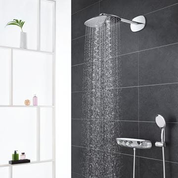 GROHE RAINSHOWER SMARTCONTROL DUO 360 sprchový set s termostatickou baterií, horní sprcha, ruční sprcha se 2 proudy, hadice, držák, měsíční bílá/chrom 26443LS0 Obrázek - fotka