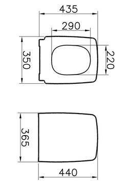 VITRA METROPOLE WC sedátko, bílá 90-003-001 Technický nákres