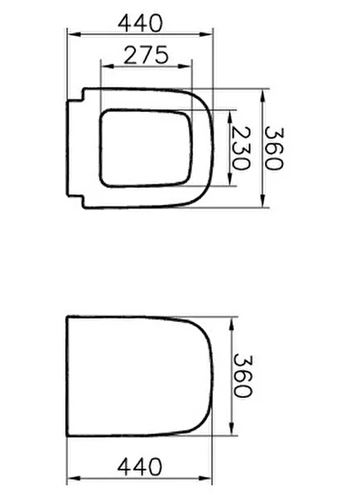 VITRA S20 WC sedátko, SoftClosing, bílá 77-003-009 Technický nákres