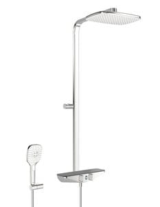 HANSA EMOTION sprchový set s termostatickou baterií, horní sprcha, ruční sprcha se 3 proudy, tyč, hadice, držák, Wellfit, chrom/antracit