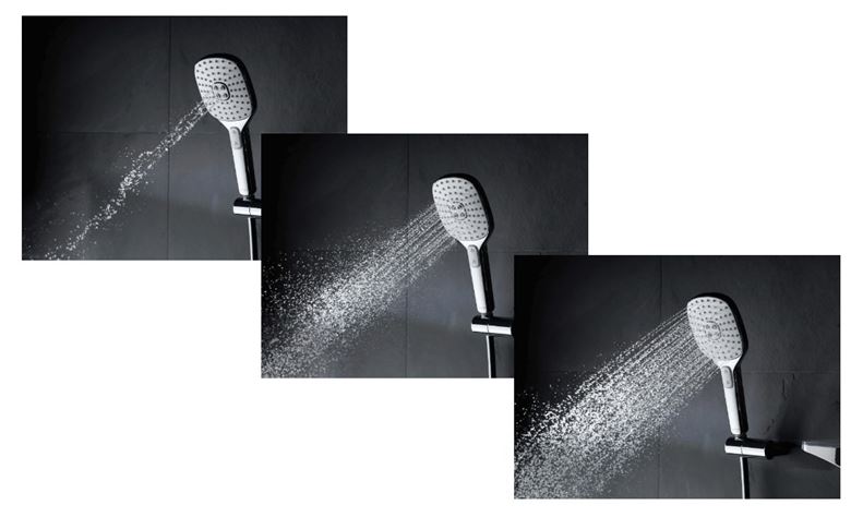 HANSA EMOTION sprchový set s termostatickou baterií, horní sprcha, ruční sprcha se 3 proudy, tyč, hadice, držák, Wellfit, chrom/bílá 5865017282 Obrázek - fotka