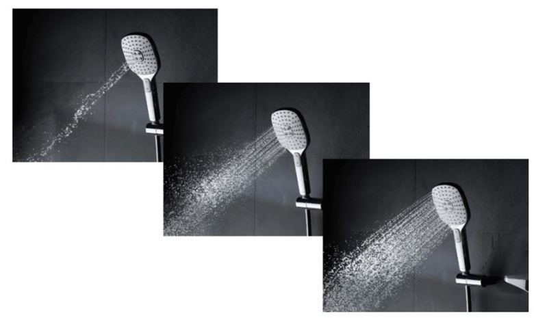 HANSA EMOTION sprchový set s termostatickou baterií, horní sprcha, ruční sprcha se 3 proudy, tyč, hadice, držák, chrom/bílá 5865017182 Obrázek - fotka