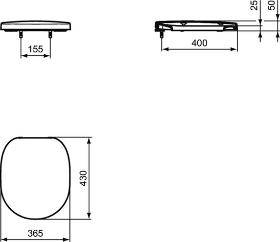 IDEAL STANDARD CONNECT SPACE WC sedátko, bílá E712801 Technický nákres