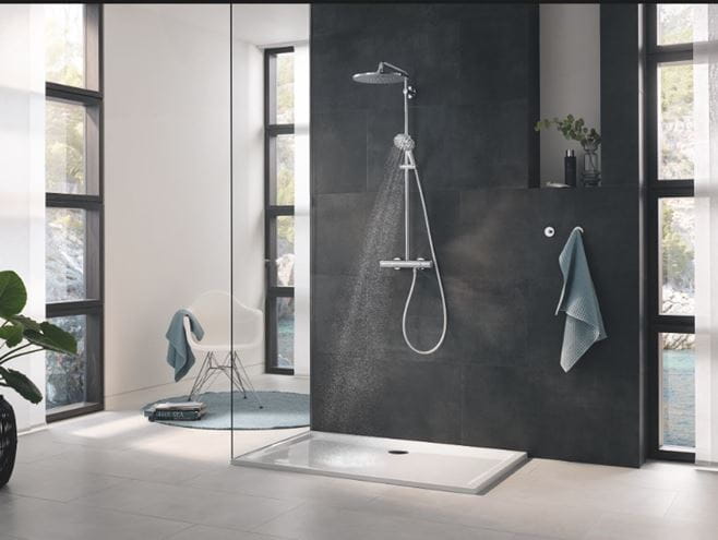 GROHE RAINSHOWER SYSTEM 400 sprchový set s termostatickou baterií, horní sprcha, ruční sprcha, tyč, hadice, chrom 27174001 Obrázek - fotka