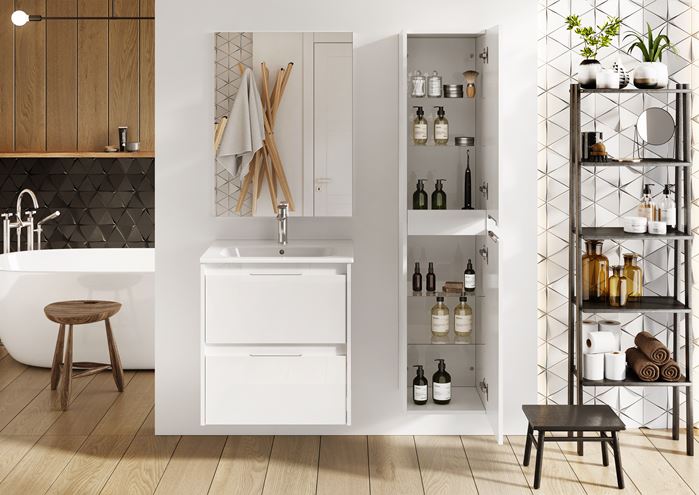 ROCA ALPINE vysoká skříňka 35x35x155 cm, 2 dvířka, lesklá bílá A857869806 Obrázek - fotka