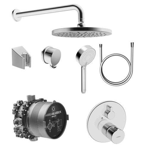HANSA sprchový set s termostatickou podomítkovou baterií, horní sprcha, ruční sprcha se 3 proudy, hadice, držák, chrom 89940000 Obrázek - Hlavní obrázek