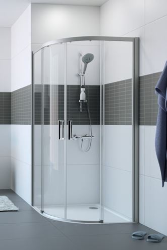 HÜPPE CLASSICS 2 EASY ENTRY B1/B2 sprchový kout 90x90 cm, R500, posuvné dveře, pololesklá stříbrná/čiré sklo C25502.069.322 Obrázek - fotka