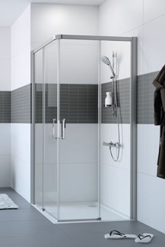 HÜPPE CLASSICS 2 EASY ENTRY sprchový kout 90x90 cm, rohový vstup, posuvné dveře, pololesklá stříbrná/čiré sklo C25002.069.322 Obrázek - fotka
