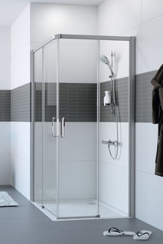 HÜPPE CLASSICS 2 EASY ENTRY sprchový kout 90x90 cm, rohový vstup, posuvné dveře, pololesklá stříbrná/čiré sklo C25002.069.322 Obrázek - fotka