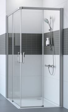HÜPPE CLASSICS 2 sprchový kout 90x90 cm, rohový vstup, posuvné dveře, pololesklá stříbrná/čiré sklo