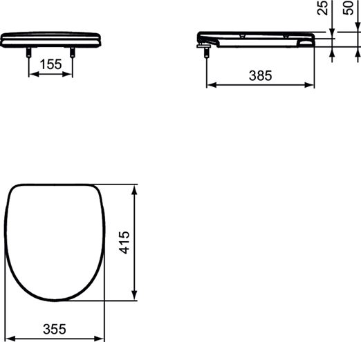 IDEAL STANDARD EUROVIT WC sedátko, bílá W300201 Technický nákres