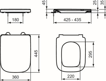 IDEAL STANDARD I.LIFE B WC sedátko, bílá T468201 Technický nákres