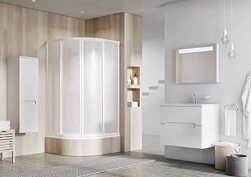 RAVAK SUPERNOVA SKCP4 SABINA 90 sprchový kout 90x90 cm, R500, snížený, posuvné dveře, bílá/plast pearl 31177V10011 Obrázek - fotka