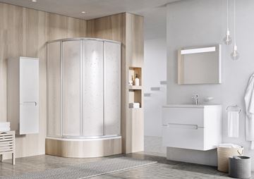 RAVAK SUPERNOVA SKCP4 SABINA 90 sprchový kout 90x90 cm, R500, snížený, posuvné dveře, satin/plast pearl 31177VU0011 Obrázek - fotka